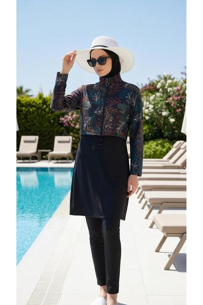 new ats Rimal Full Covered Hijab Swimsuit with Ethnic Pattern, Set of 4 with ...