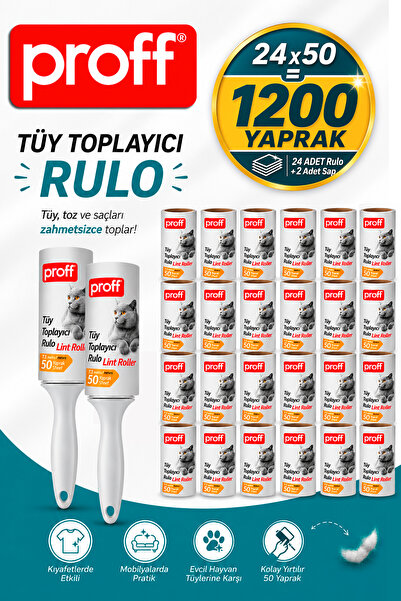 Proff Tüy Toplayıcı 24 Lü 2 Yedek Rulo Aparat (24X50 = 1200 YAPRAK)