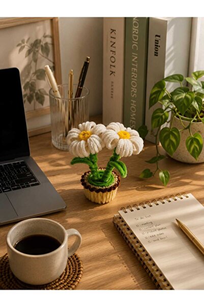 Home El yapımı dekoratif hediyelik ofis ve ev için masaüstü şönil çiçek