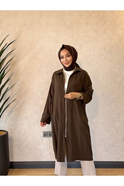 ALANURMODA 24431 قبعة طويلة بسحاب وحواف سميكة باللون البني