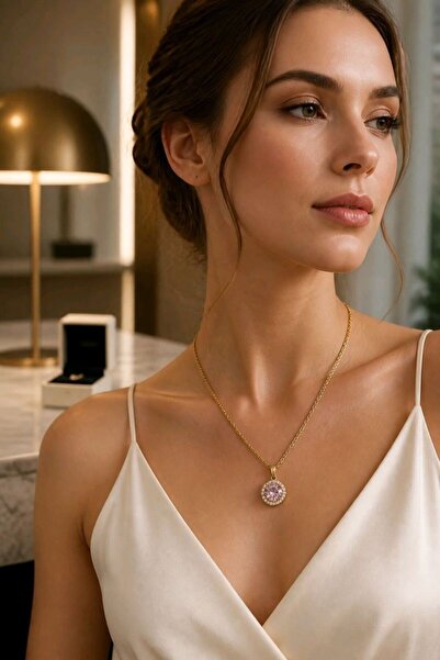 Monalisa Home Gold Color Luxurious Zircon Stone Figured Showy Necklace