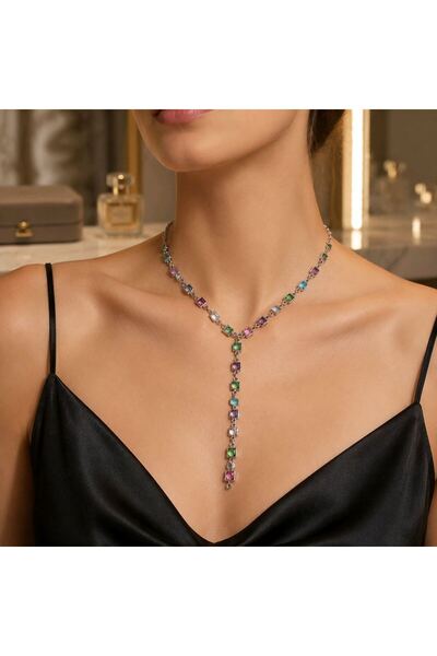 Monalisa Home Luxurious Zircon Stone Figured Flashy Y Necklace