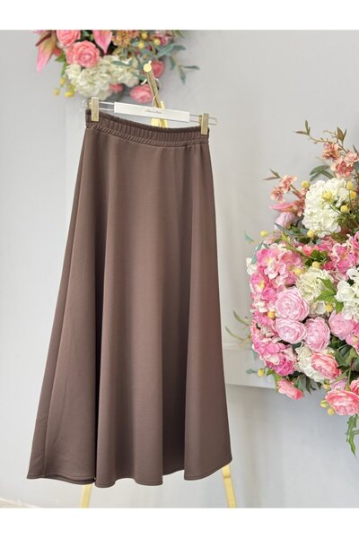 ALANURMODA 27002 تنورة سكوبا كان باللون البني