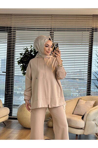Merwishop Mrw1624 pleated chiffon set beige