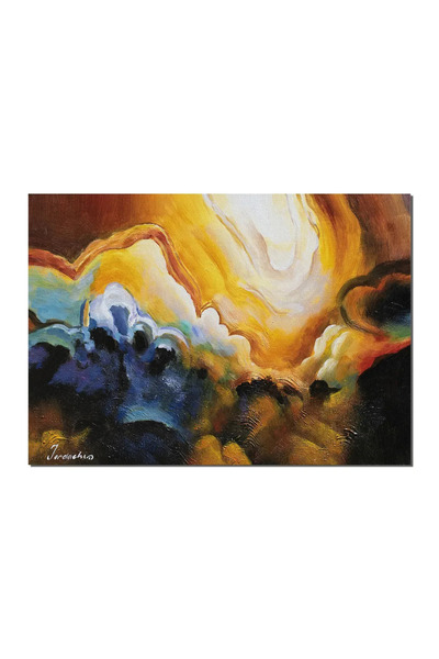 artnova Tablou abstract pictat manual, Calatorie in spatiu, 70x50cm ulei pe p...
