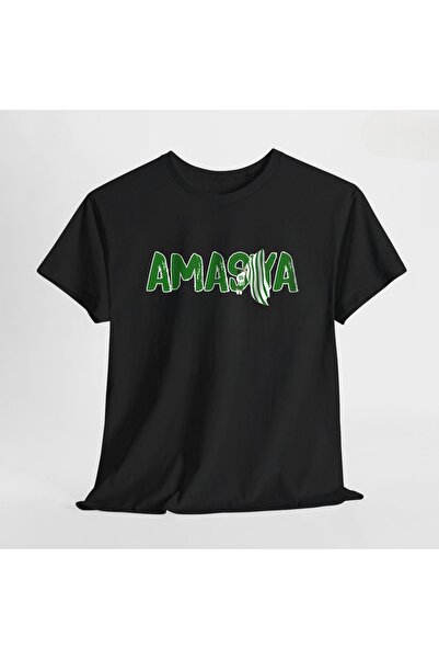 SARI Tricou cu guler rotund pentru fani care poartă steagul Amasya