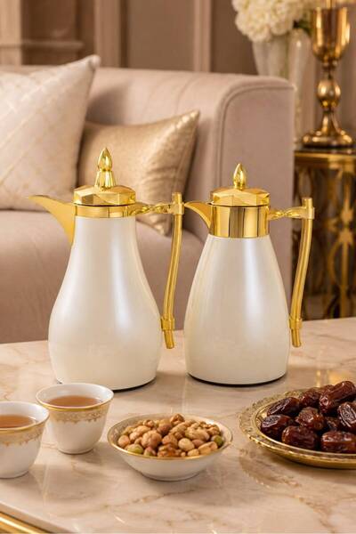 Generic Trams Set of 2 Pieces Pearl White with Gold Accents with a Practical ...