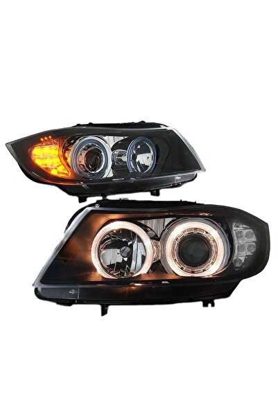 Depo Σετ Εμπρόσθιων Προβολέων για BMW 3 E90 / E91 05-08 Angel Eyes & Φλας LED...