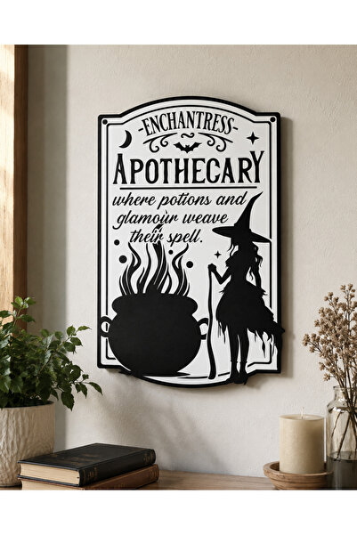 Apothecary Duvar Dekoru Cadı Tabelası Gotik Aktar Eczane Dekoru Halloween Duvar Süsü 16×25 cm