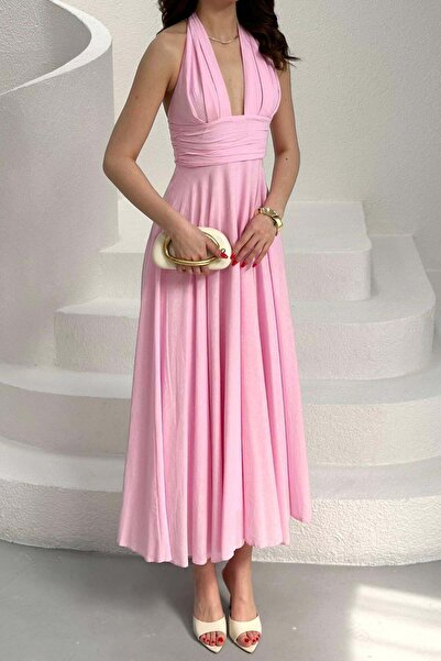 Lady Pixie Halter Neck Linen Dress