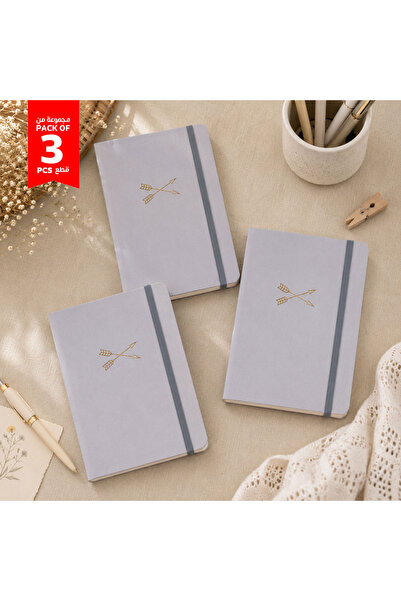 Midi Set of 3 Gray Hardcover Notebooks A5