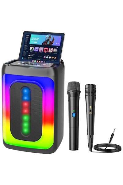 Ankuka Boxă karaoke portabilă cu Bluetooth, cu două microfoane, fără fir, aut...