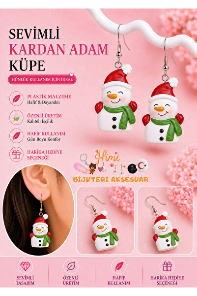 himi bijuteri aksesuar Cheerful Cute Snowman Figured Dangle Earrings Lightwei...