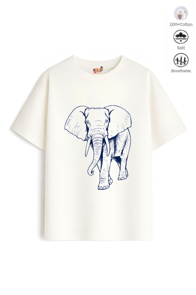 Belya Kids Wear Boy's Oversize Fit Belya Kids Elephant Design B17 Cotton T-Shirt
