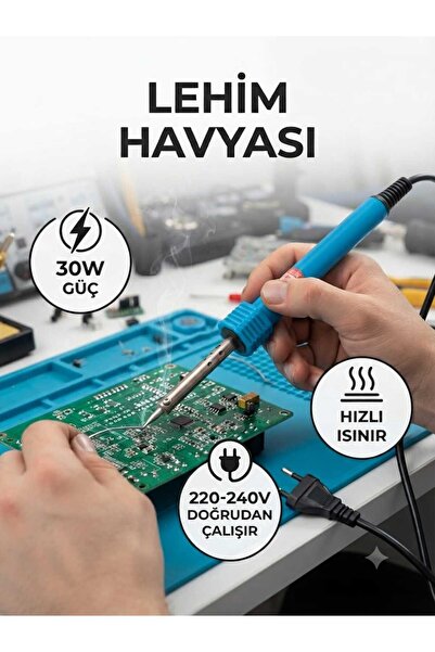 Duen 30W Lehim Havya Makinesi - 220V-240V Elektronik Lehimleme Cihazı( antistatik cımbız hediyeli)