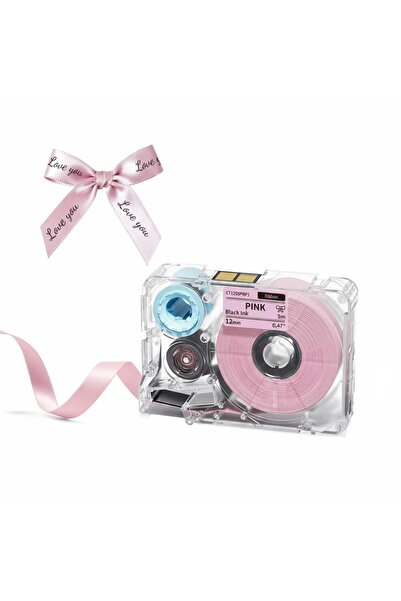 Phomemo A30/P15 için Ribon 15mmx5mt Kurdele, Pembe Üzerine Siyah, A30/P15 içi...