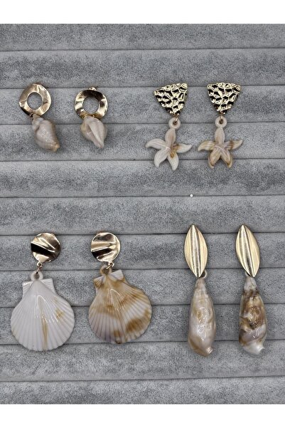 Stelle Jewelry Bohemian Summer Collection 4-Piece Seashell Earring Set Gold C...