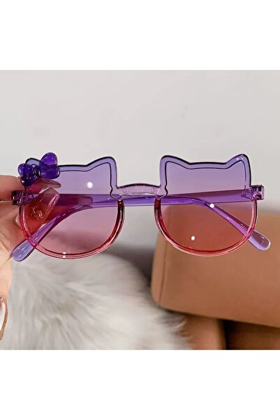 synshop Pink Purple Hellokittyy Pattern Cat Ear Uv400 Protected Girls' Sungla...