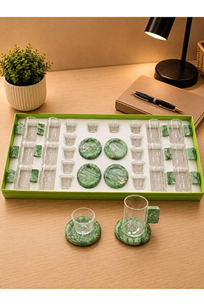 Generic A luxurious hospitality set – coffee cups and tea glasses with elegan...