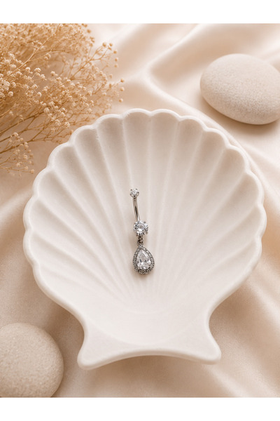B & S Baget Taşlı Çelik Göbek Piercing