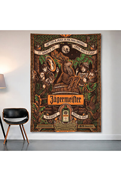 Geek Cultcha سجادة حائط من Jägermeister Vintage، ملصق من قماش الساتان عالي ال...
