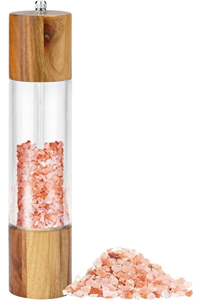 Arabest Acrylic Salt and Pepper Grinder,Manual Wooden 8 Inch Mill,Adjustable ...