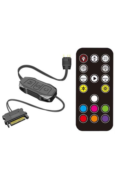 Atheron Mini ARGB LED Kontrolcü | 5V 3 Pin RGB Kontrol Cihazı | SATA Güç | Ku...