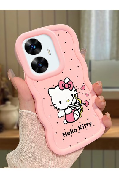 Hontinga Realme C55 Compatible Case Camera Protector Pink Silicone Couple Pho...