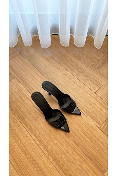 Eataly Shoes Mona Black Pointed Toe Patent Leather Heeled Shoes