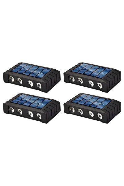 YBOSHOP Set 4 lămpi solare de exterior, 8 LED, lumină caldă, senzor, IP65, mo...