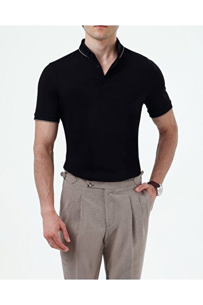 TerziAdemAltun Italian Style Slim Fit Men's Polo Collar Short-Sleeved Knit T-...