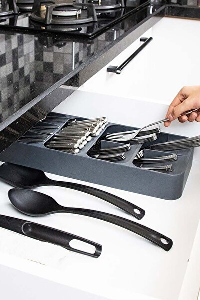 Decobella 9 Compartment Drawer Cutlery Holder - Gray