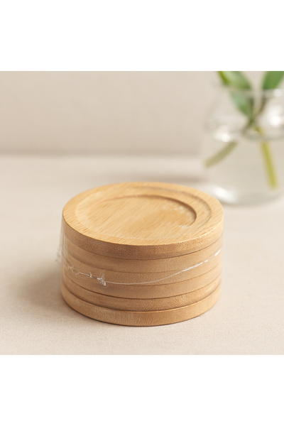 magicool Bamboo Wooden Tea Plates Set of 6 - 9.7 cm