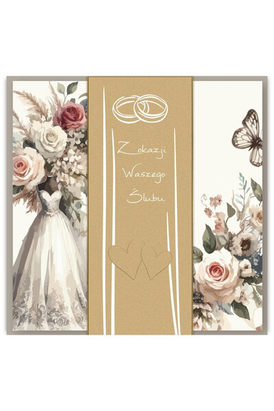 TREND Karnet de nunta / felicitare de nunta Premium, format patrat 167x167 mm...