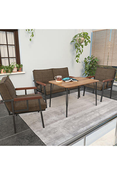 Mygusi Modern Balkon, Bahçe, Cafe - Metal Kanepe Koltuk Takımı - 2+1+1 60x90 ...