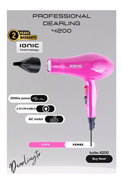Dearling 2500W Profesyonel Iyonik Fön Makinesi | 2 Isı ve Hız Ayarı | 2 Yıl G...