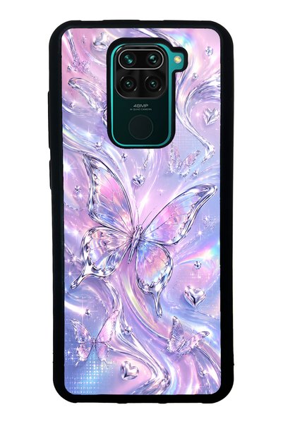 Spoyi حافظة هاتف لامعة بتصميم فراشة قزحية اللون لهاتف Xiaomi Redmi Note 9