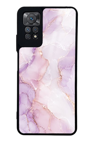 Spoyi حافظة هاتف Xiaomi Redmi Note 11 Pro بتصميم رخامي لامع باللون الوردي الل...