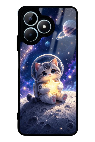 Spoyi حافظة هاتف لامعة بتصميم Realme Note 50 Starlight Space Kitty