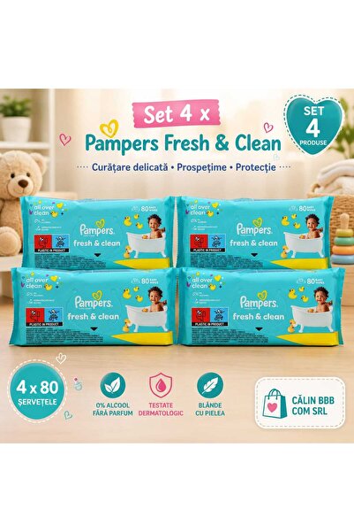 Pampers Top Bottom Σετ 4 τεμαχίων Υγρά Μαντηλάκια Μωρού Φρέσκα & Καθαρά – 80 ...