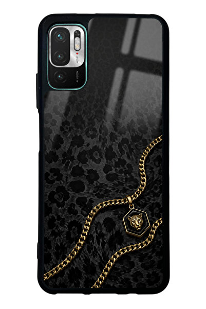 Spoyi Xiaomi Redmi Note 10 5G Black Panther Gold Tasarımlı Glossy Telefon Kılıfı