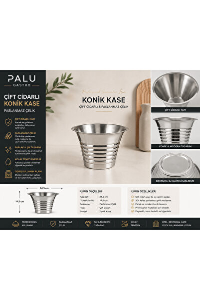 PALU GASTRO Double Walled Conical Bowl – 24.5 cm Professional Presentations