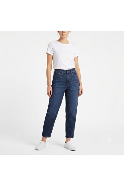 Levi's Cotton Lycra Stretchy High Waist Tube Leg Mom Jeans Denim Trousers -Hi...