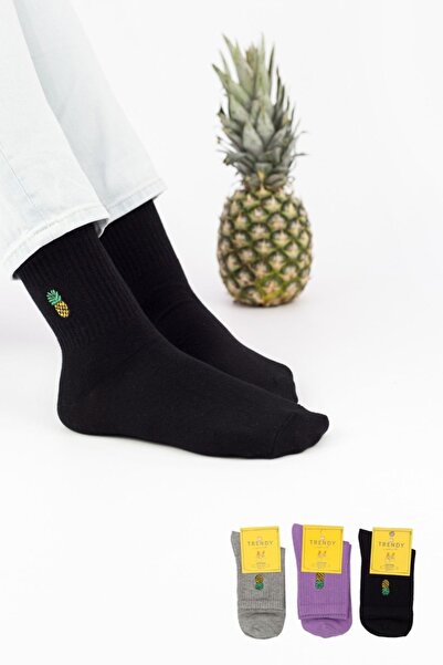 TRENDY Ημίκοντες Κάλτσες "Trendy" PINEAPPLE I 3 ζευγάρια