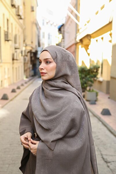 ENRİCO FERRİ Jacquard Ethnic Pattern Vellure Shawl - Mink Pattern 1