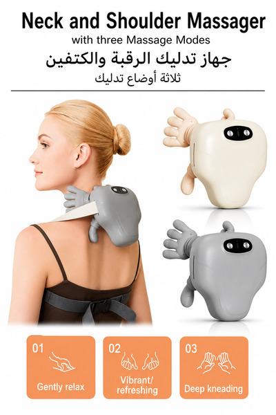 Baytix HOME Heated Neck and Shoulder Massager with 4 Kneading Heads, 3 Adjust...