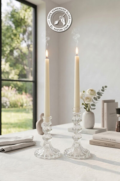 Glamis Selen Concept Linea Model Cam Şamdan & Mumluk Orta Boy ve Büyük Boy Set
