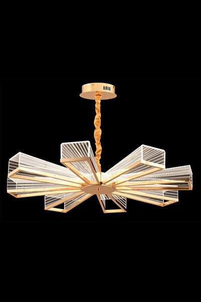 Avonni AV-7015-8030-80 Gold Kaplama Klasik Avize LED Metal Pleksi H: 100 cm, ...