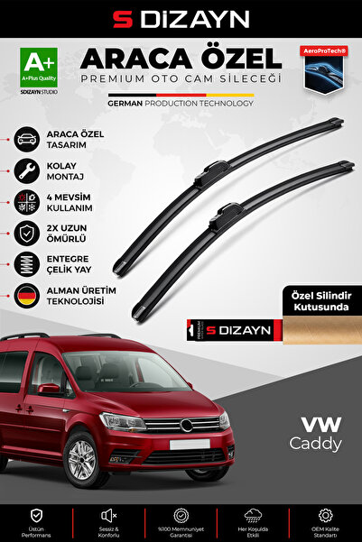 S Dizayn S-Dizayn VW Caddy 3 Ön Cam Silecek Seti 2015-2020 Premium Araca Özel...