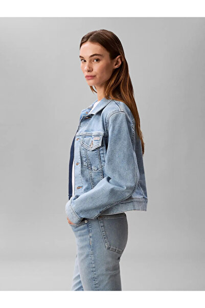Calvin Klein LS CLASSIC TRUCKER C, 1XT Kadın Mavi Kot Ceket